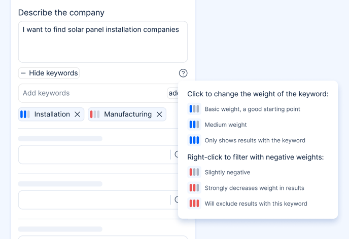 weighted keywords